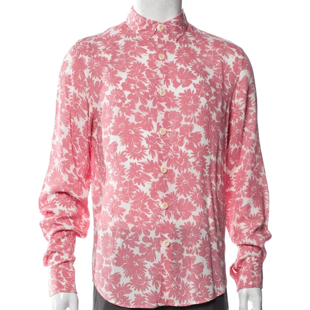 Sandro Pink Floral Men's Button Down Shirt